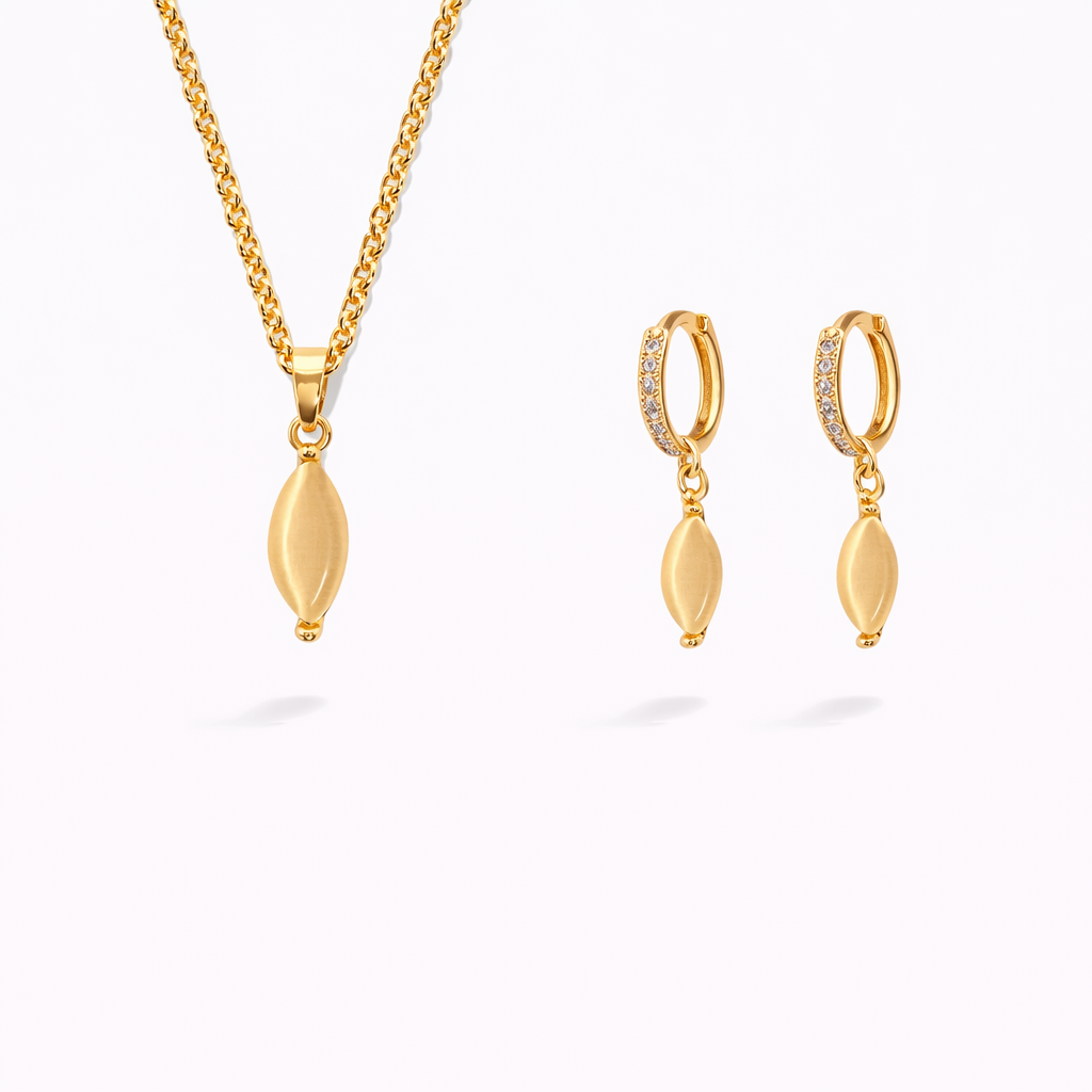 Nekomeishi Cream Cats Eye Earrings + Necklace