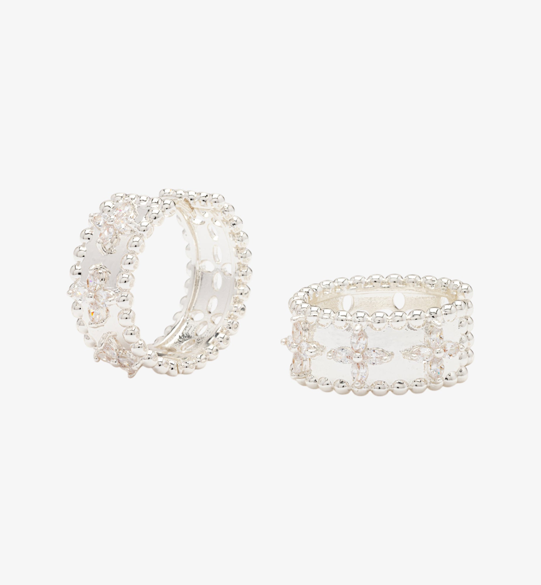 Kinmokusei Silver Bead Floral Earrings by Uchi & Soto Jewellery