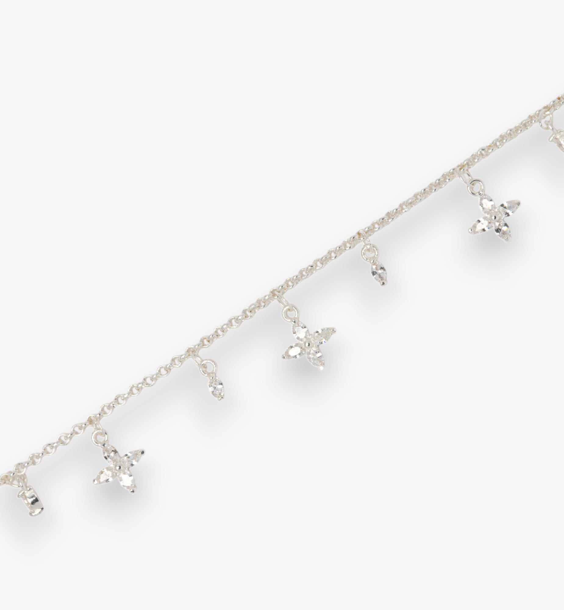 Kinmokusei Silver Floral Necklace 925 Silver Plated Cz Rhinestones  925 Sterling Silver by Uchi & Soto Jewellery
