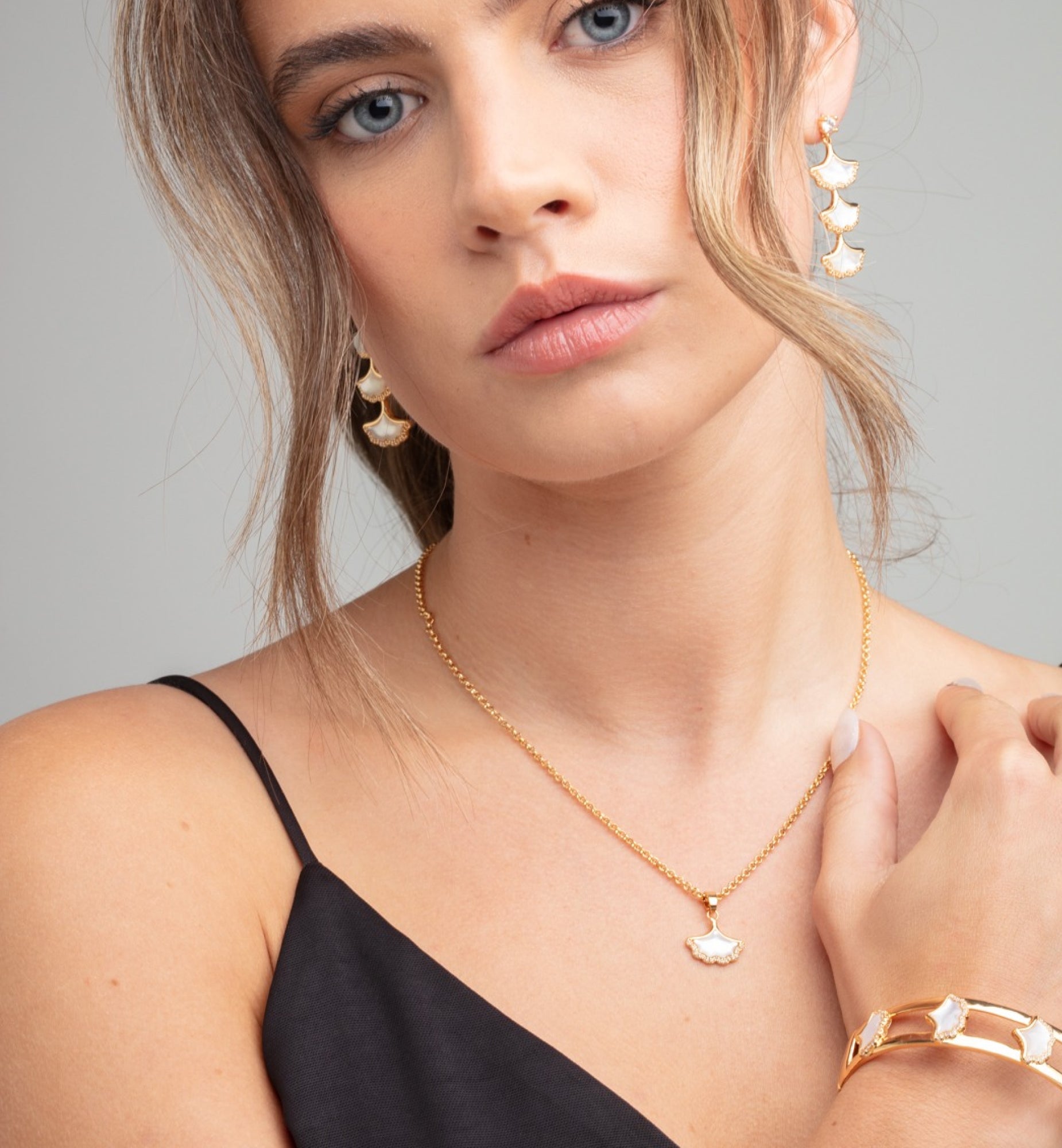 Gingko Gold Pendant Necklace 18K Gold Plated Shell  18K Gold Plated by Uchi & Soto Jewellery