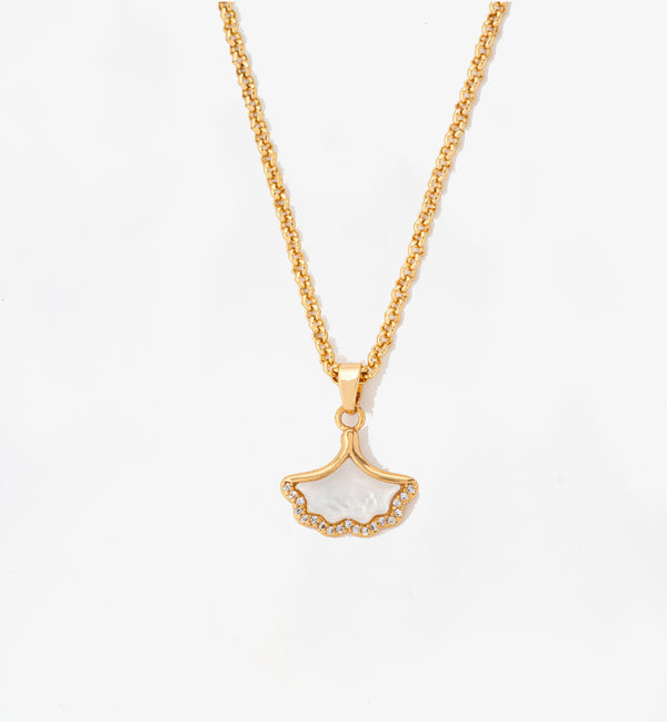 Gingko Gold Pendant Necklace  18K Gold Plated by Uchi & Soto Jewellery
