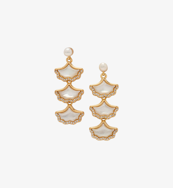 Gingko Gold Shell Earrings  18K Gold Plated by Uchi & Soto Jewellery