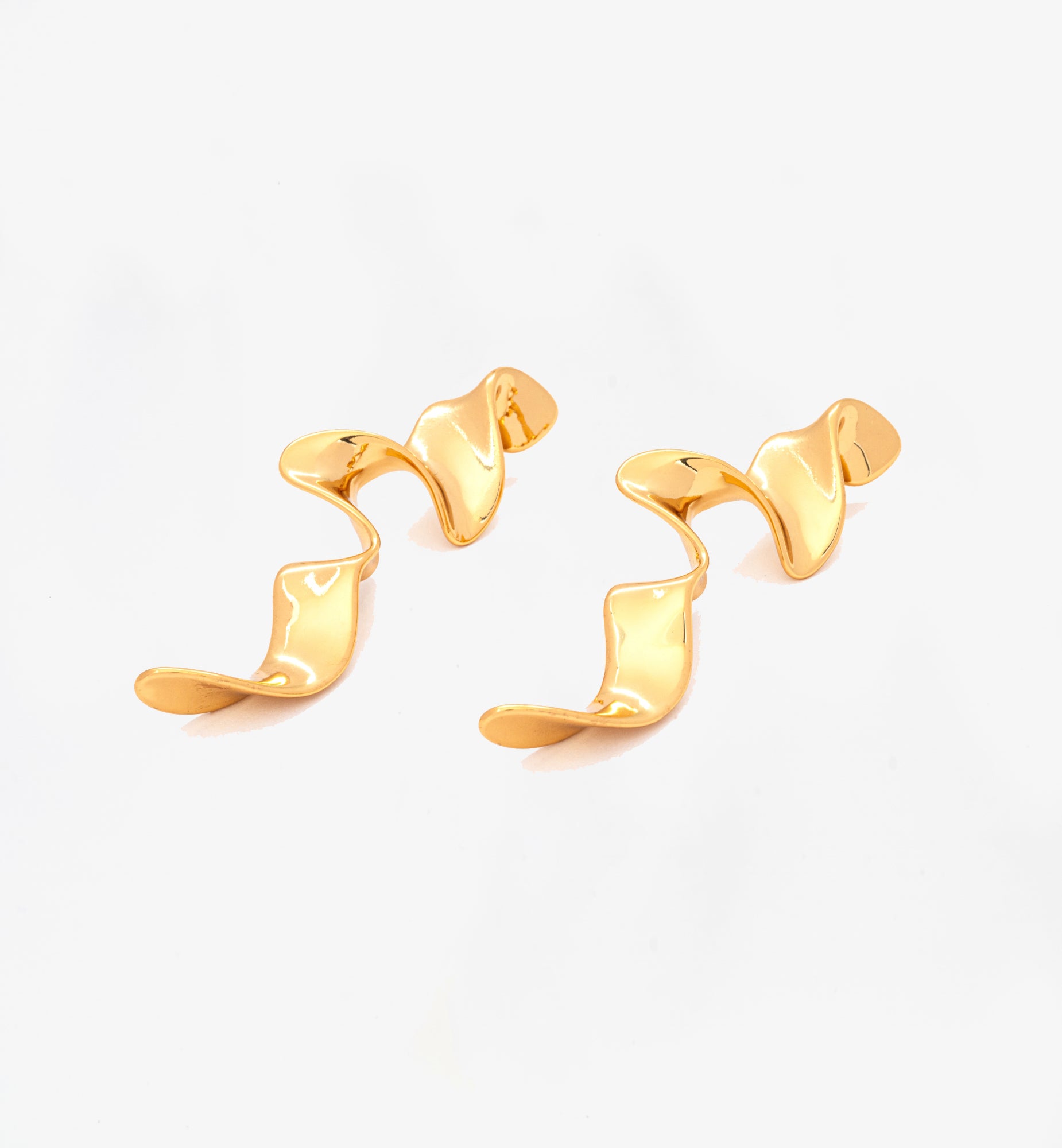 Nami Gold Long Wave Earrings 18K Gold Plated  18K Gold Plated by Uchi & Soto Jewellery