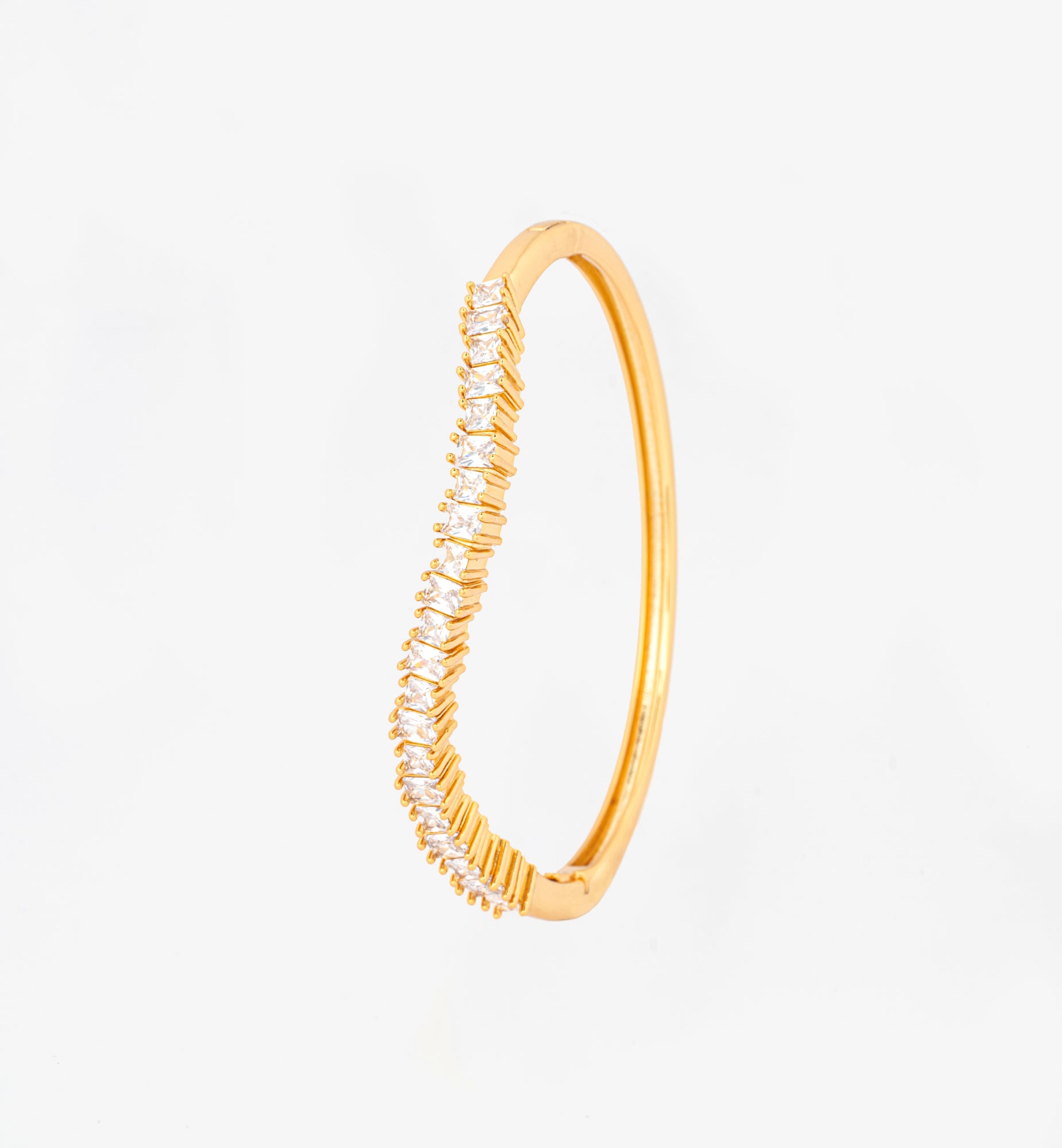 Nami Gold Stone Wave Bangle 18K Gold Plated Cz Rhinestones  18K Gold Plated by Uchi & Soto Jewellery