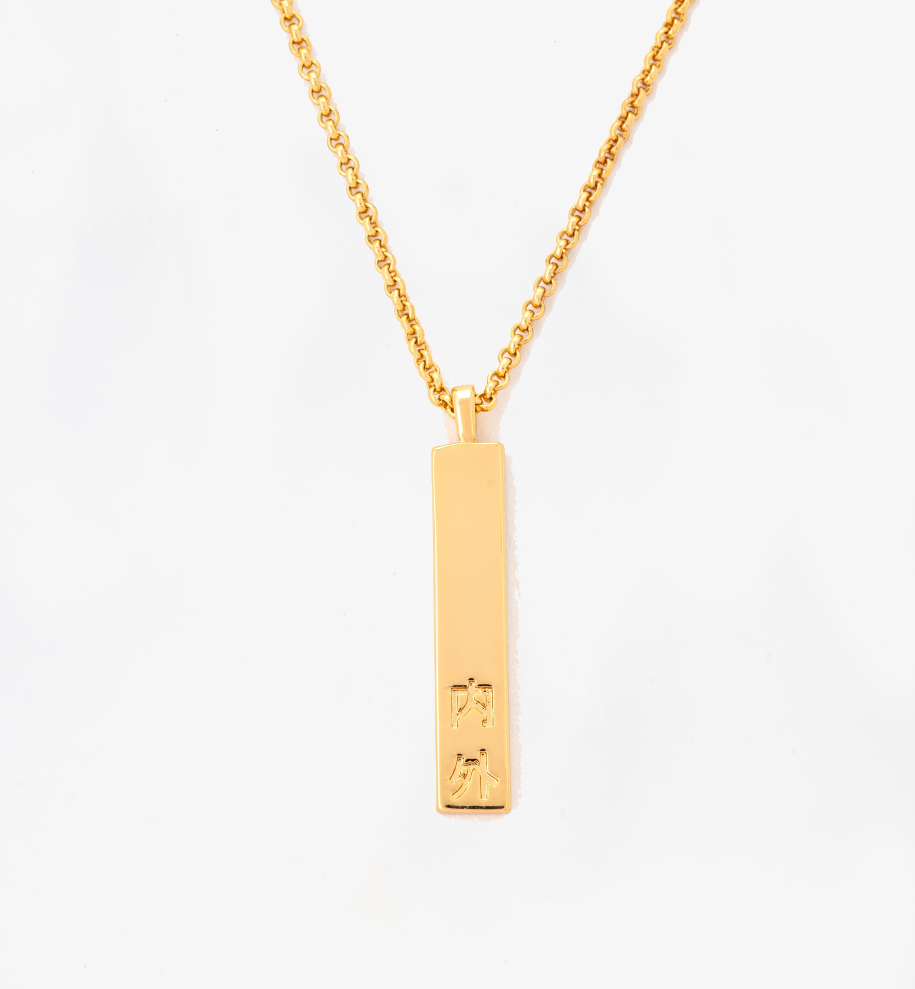Kin Gold Uchi and Soto Engraved Pendant  18K Gold Plated by Uchi & Soto Jewellery