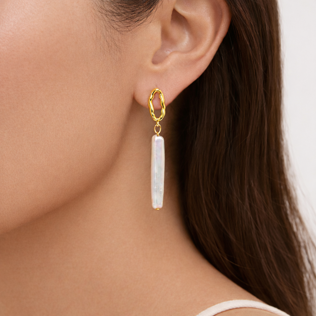 Shinju Gold Pearl Drop Earrings