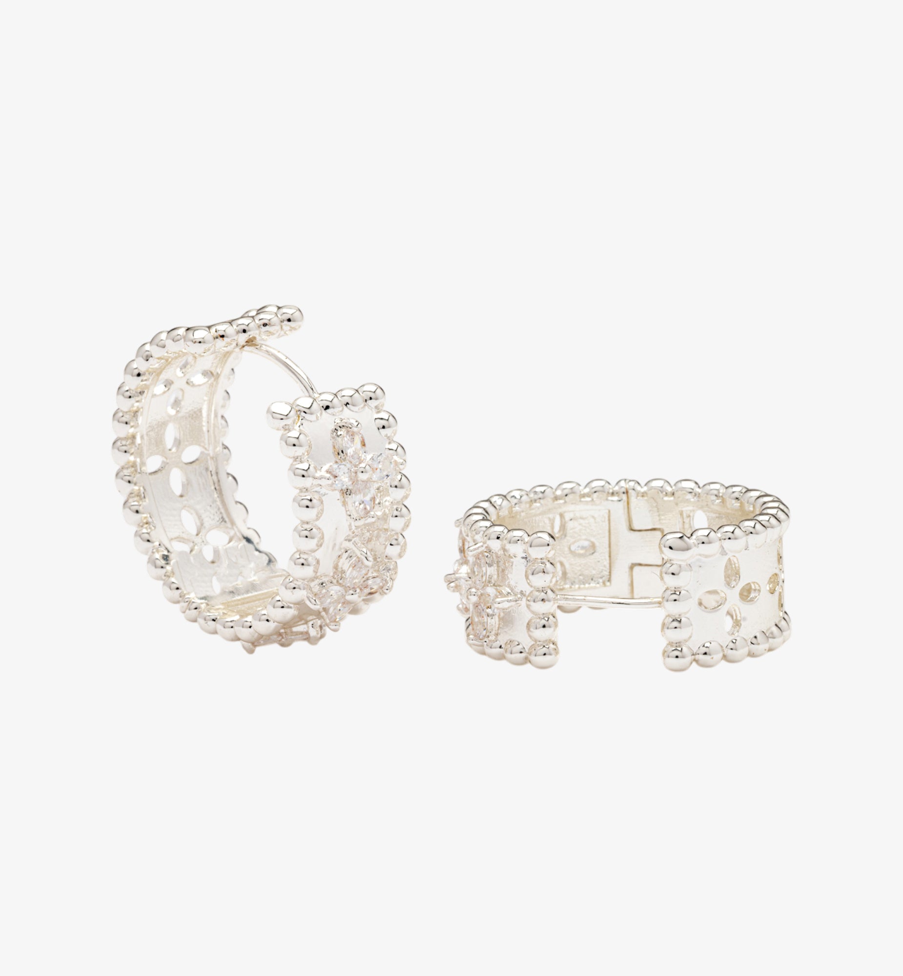 Kinmokusei Silver Bead Floral Earrings by Uchi & Soto Jewellery