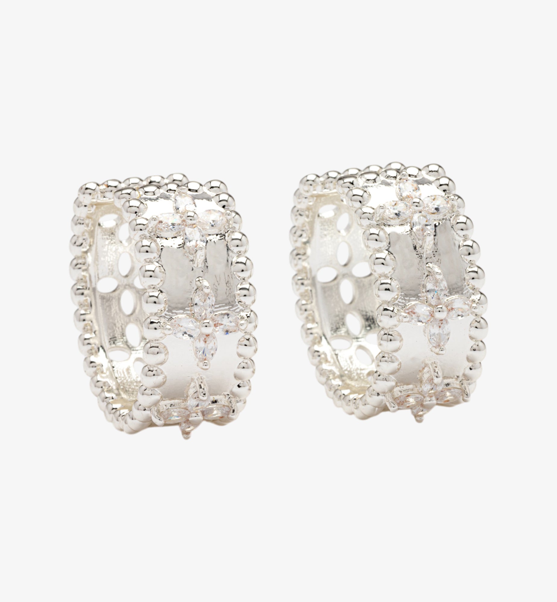 Kinmokusei Silver Bead Floral Earrings by Uchi & Soto Jewellery