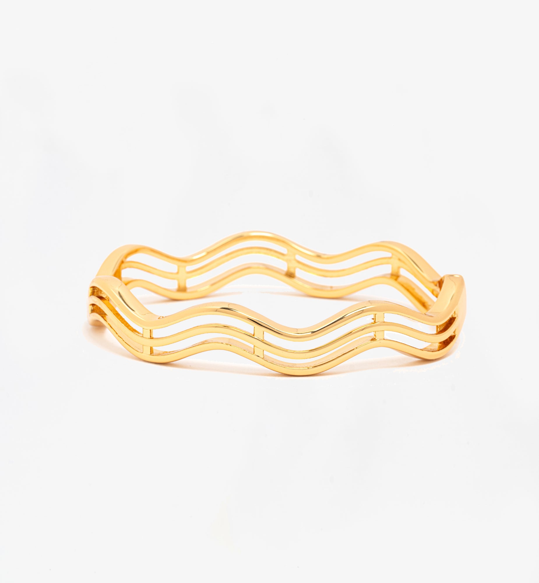 Nami Gold Wave Bangle  18K Gold Plated by Uchi & Soto Jewellery
