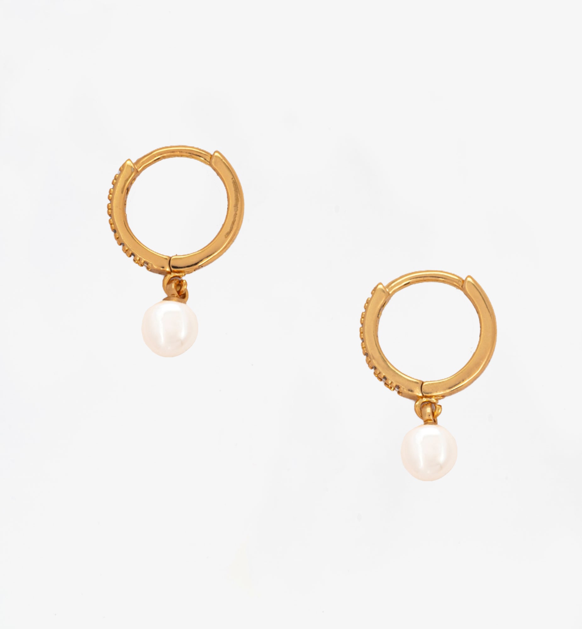 Shinju Gold Pearl Hoops 18K Gold Plated Cz Rhinestones  18K Gold Plated by Uchi & Soto Jewellery