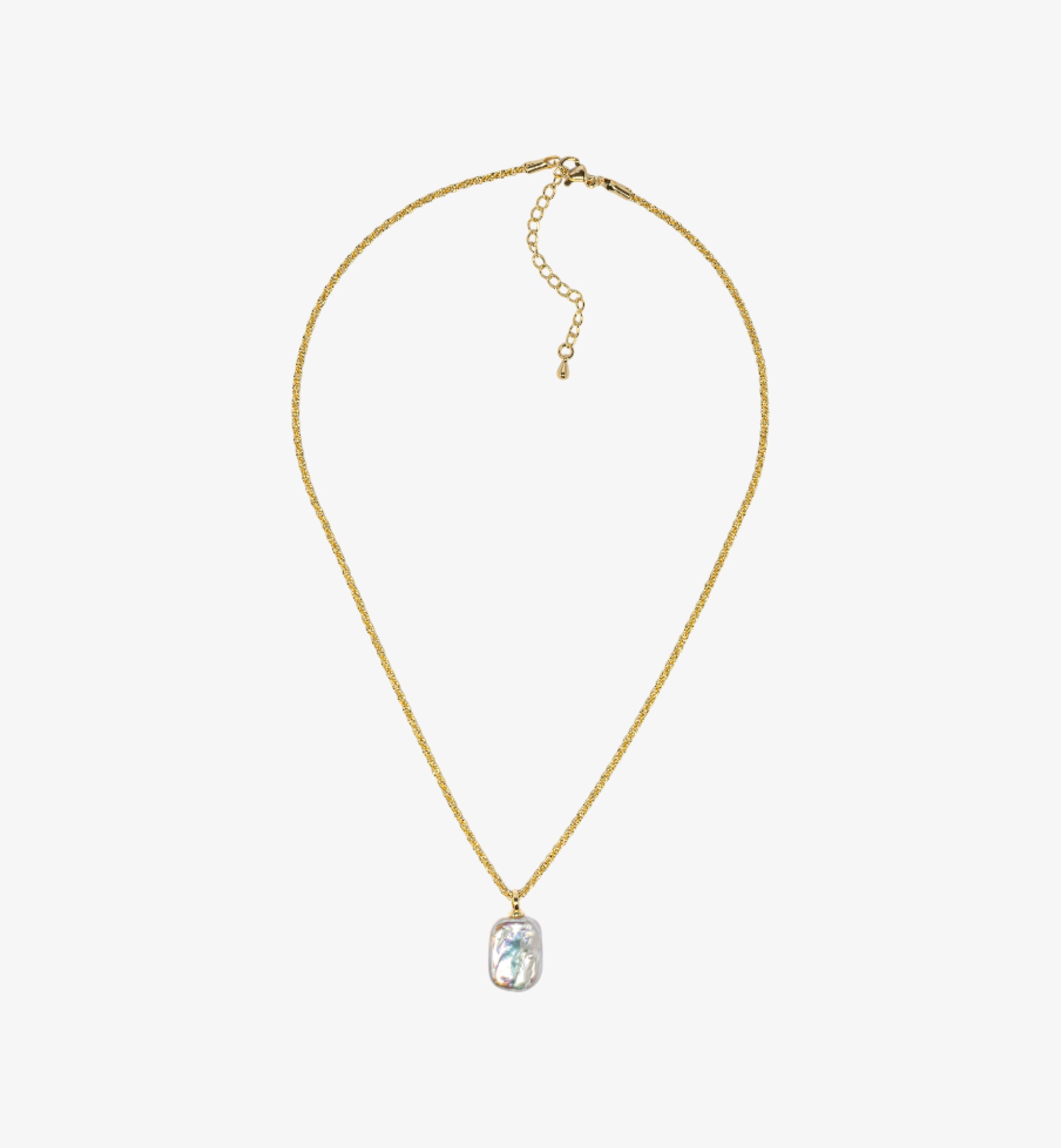 Shinju Gold Square Pearl Earrings + Necklace