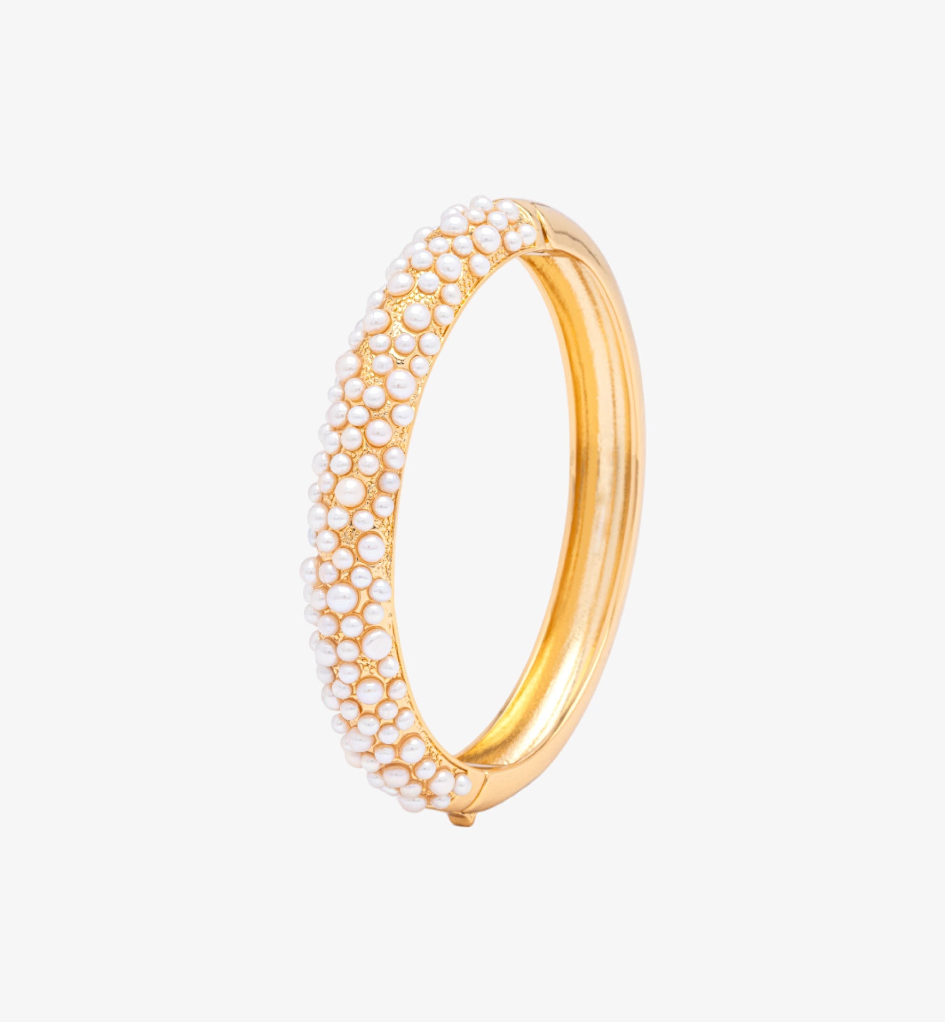 Shinju Gold Chunky Pearl Bangle + Earrings