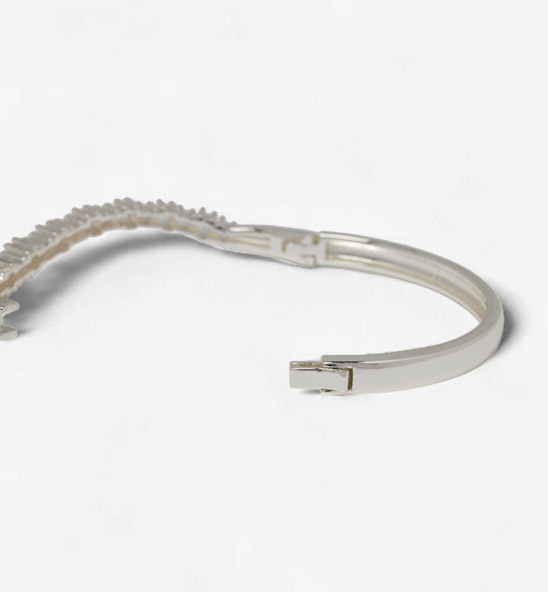 Nami Silver Stone Wave Bangle 925 Silver Plated Cz Rhinestones  925 Sterling Silver by Uchi & Soto Jewellery