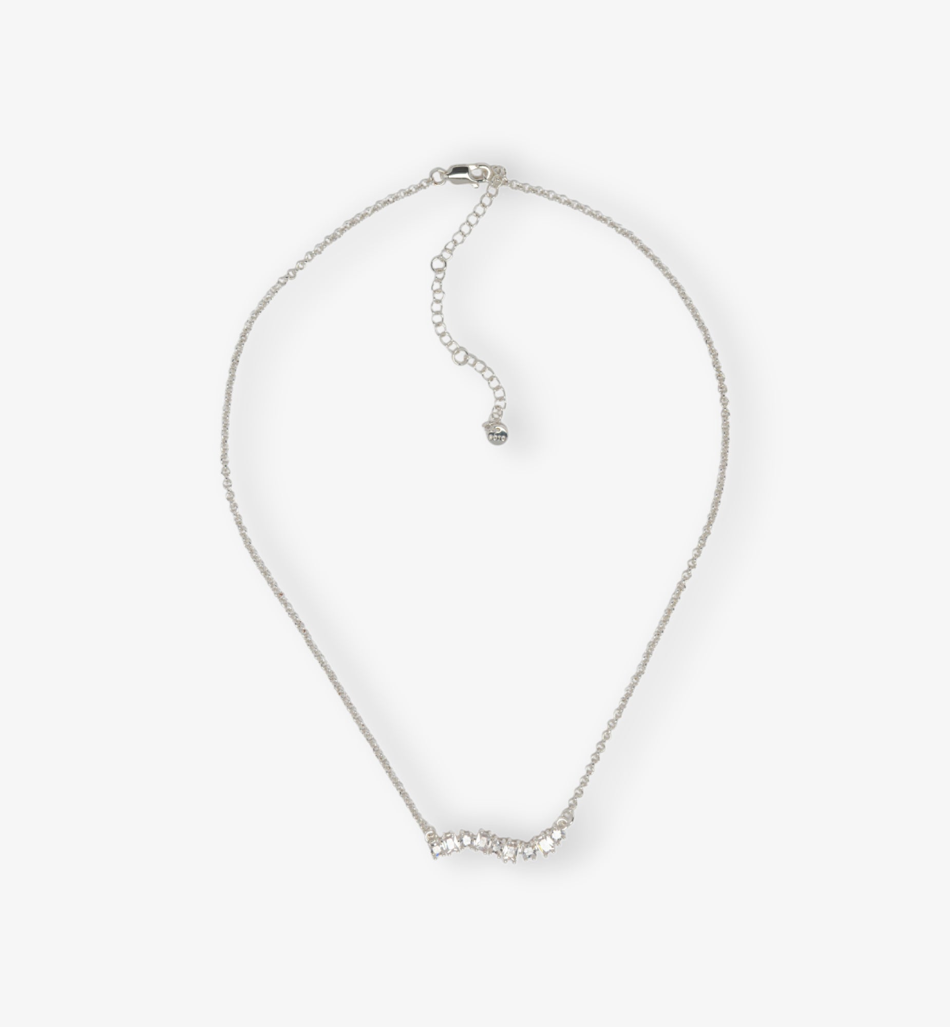 Nami Silver Stone Wave Necklace 925 Silver Plated Cz Rhinestones  925 Sterling Silver by Uchi & Soto Jewellery