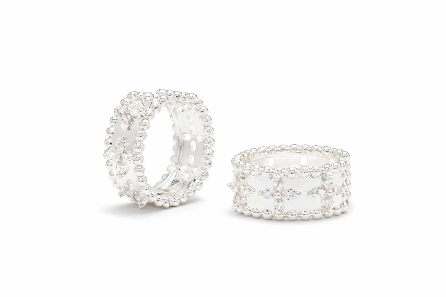 Kinmokusei Silver Bead Floral Earrings