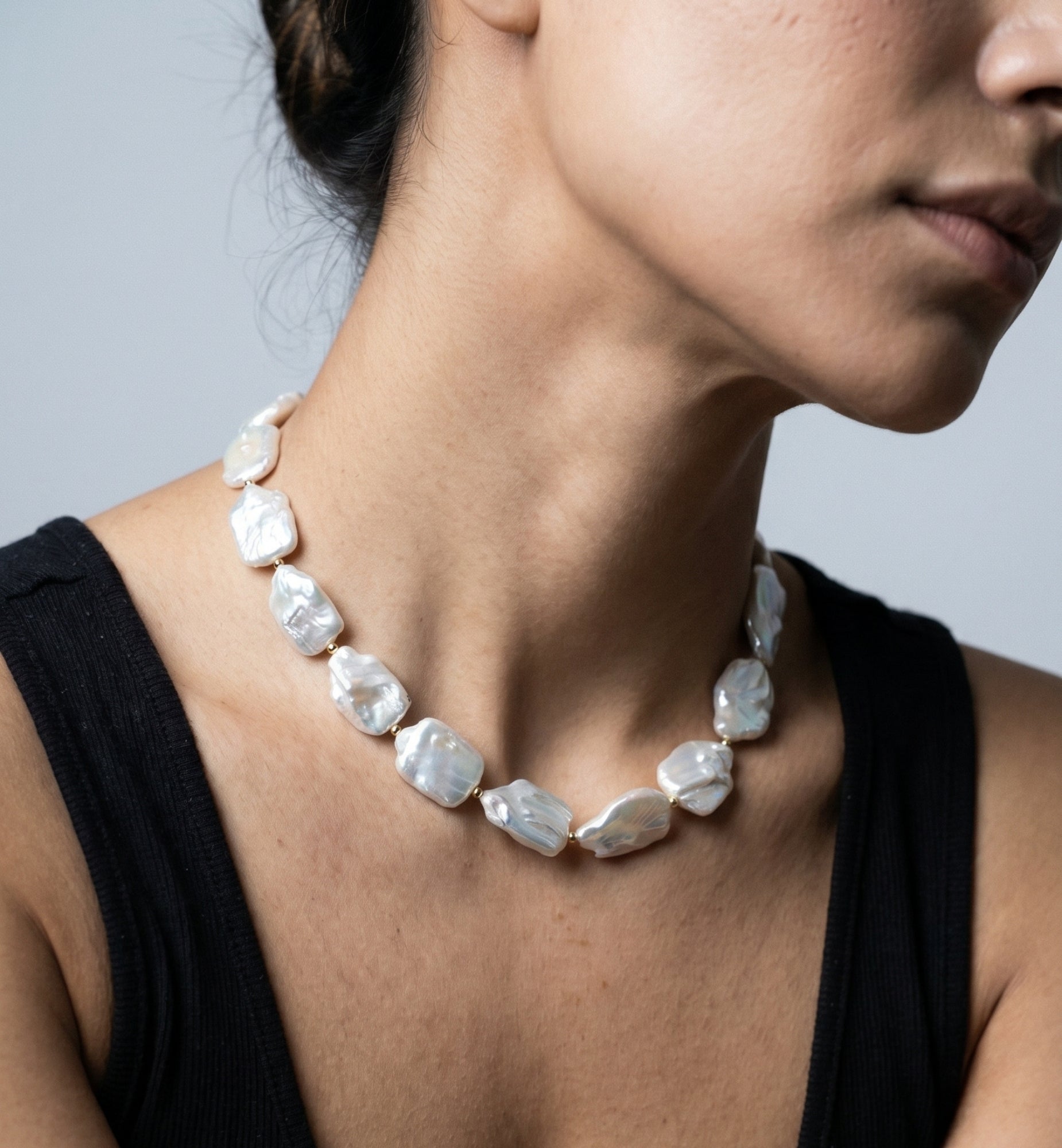 Shinju Gold Baroque Pearl Necklace