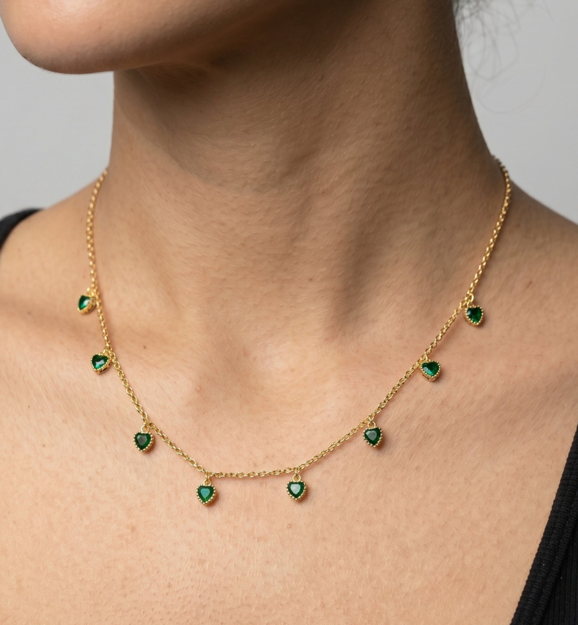Kokoro Green Heart Gold Necklace