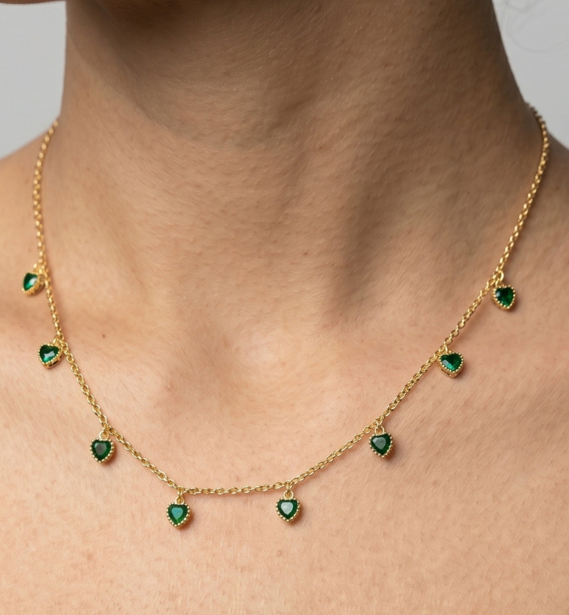 Kokoro Green Heart Gold Necklace