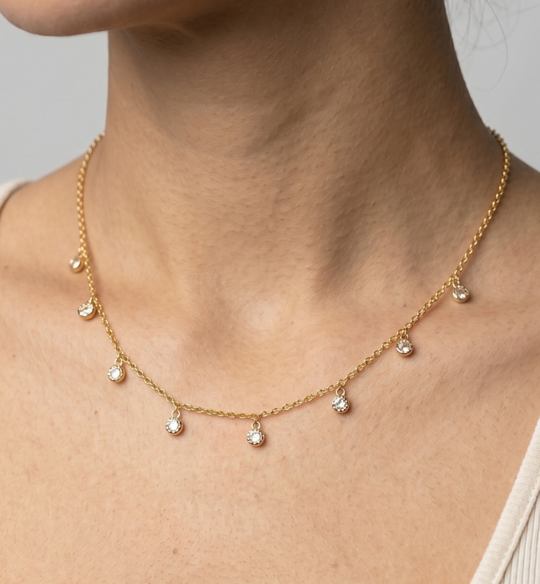 Enso Gold Circle Stone Necklace