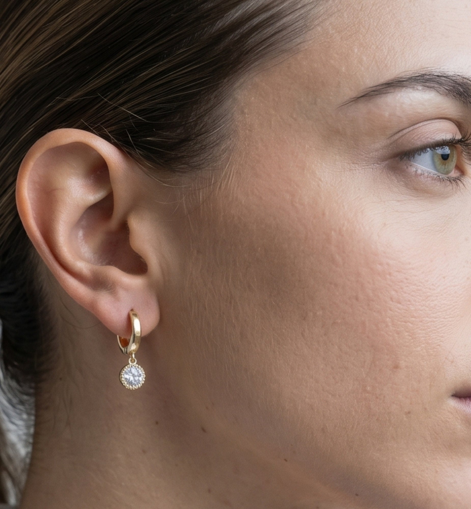 Enso Gold Circle Drop Hoop Earrings