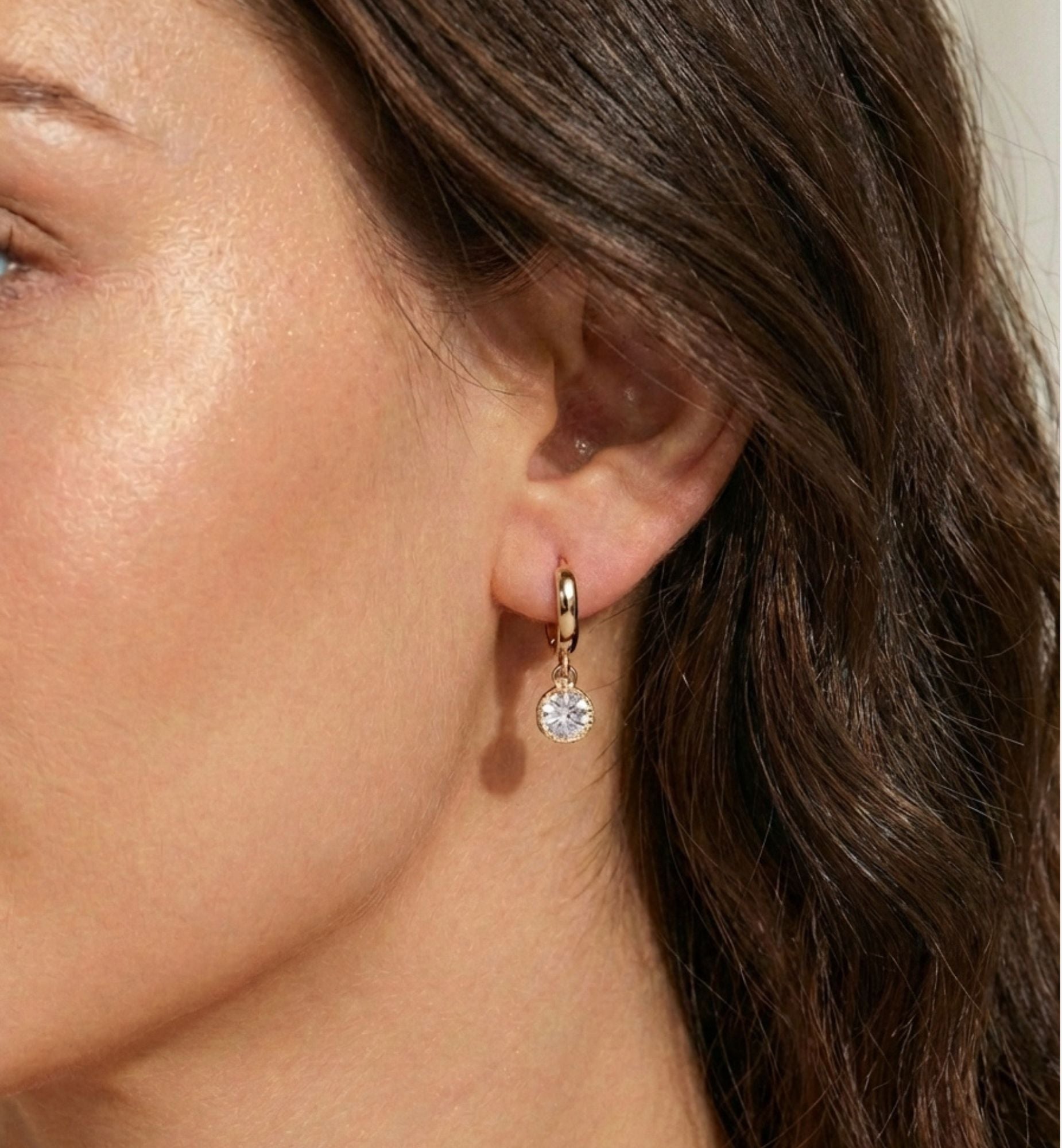 Enso Gold Circle Drop Hoop Earrings