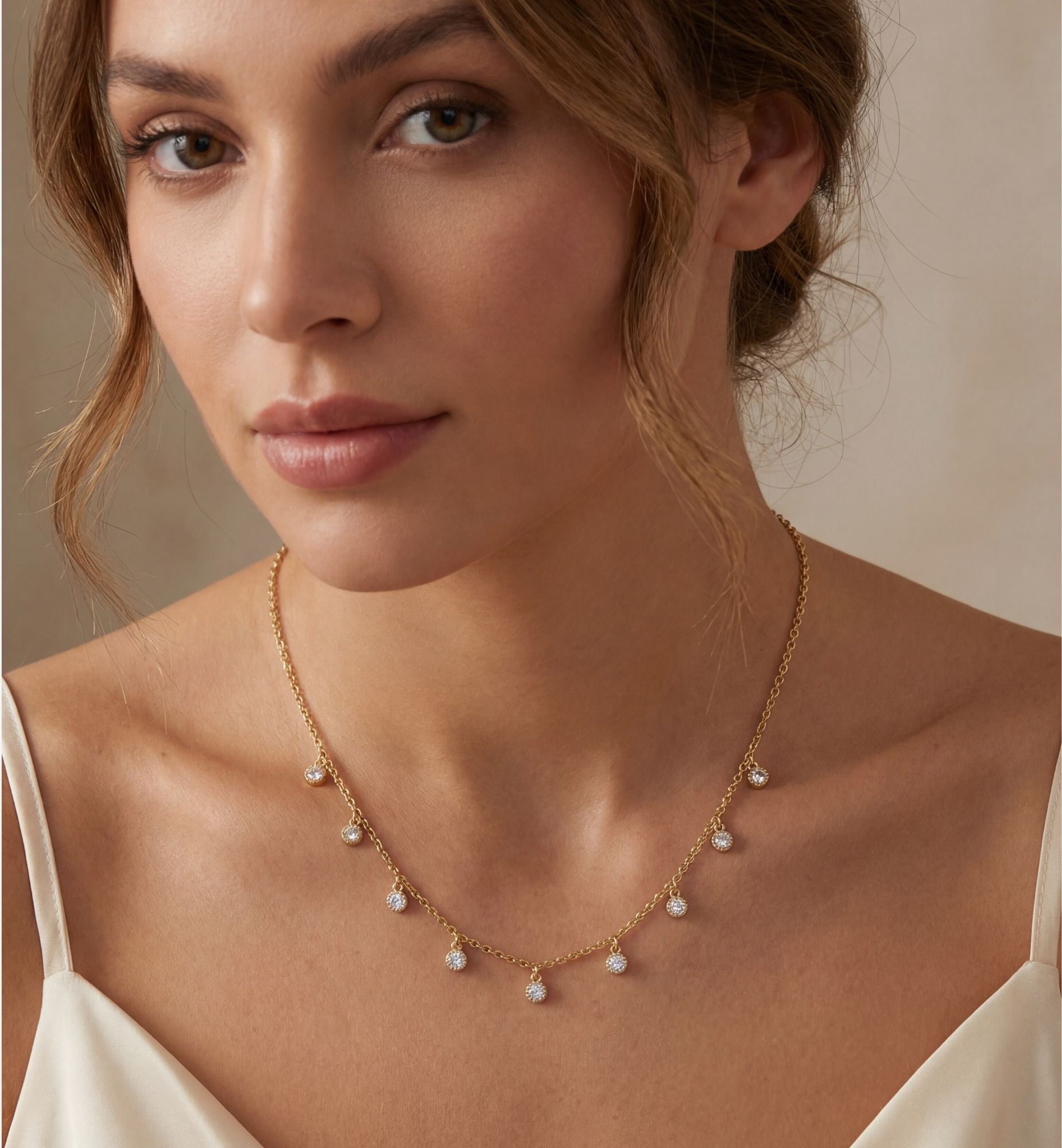 Enso Gold Circle Stone Necklace