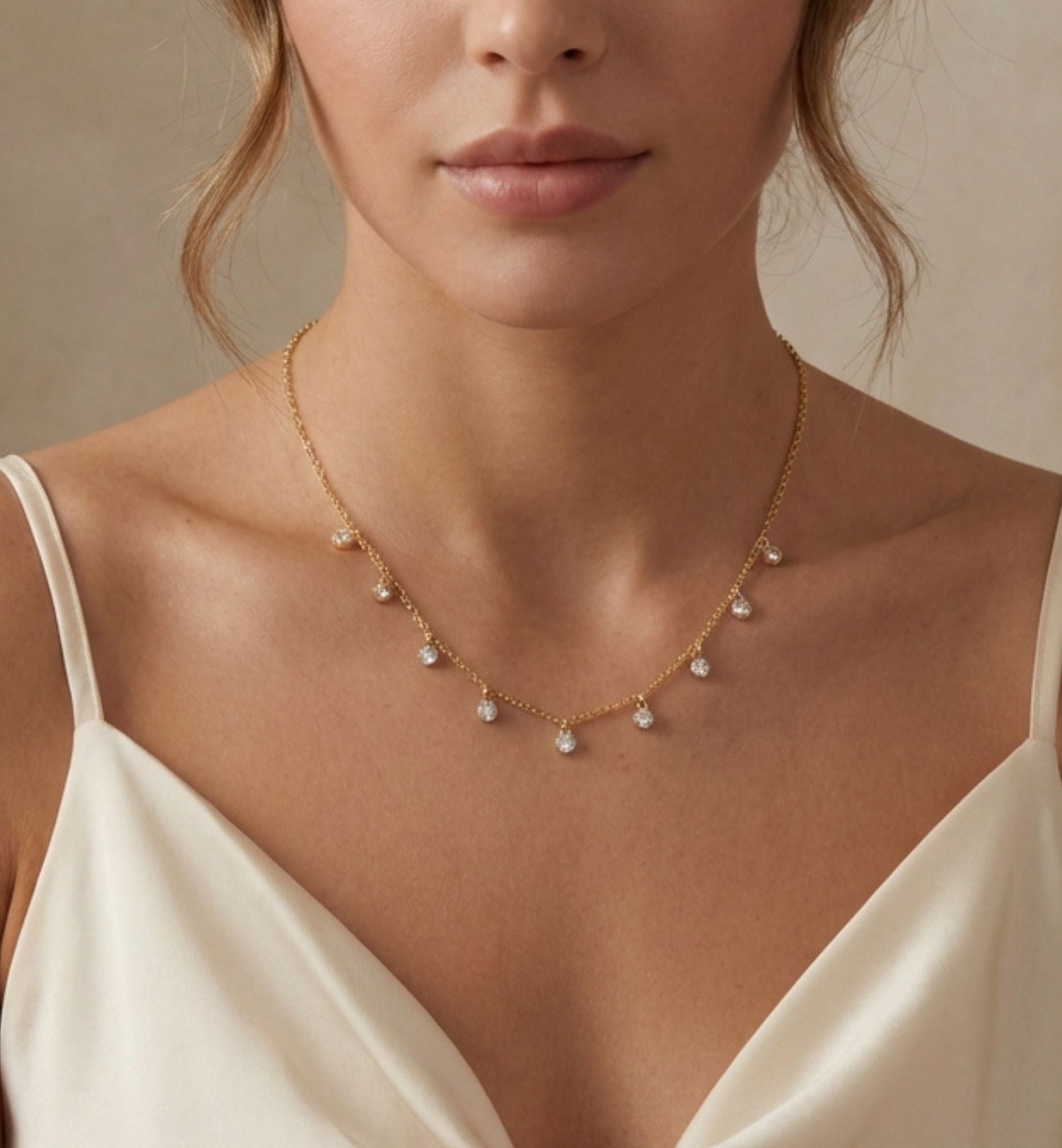 Enso Gold Circle Stone Necklace