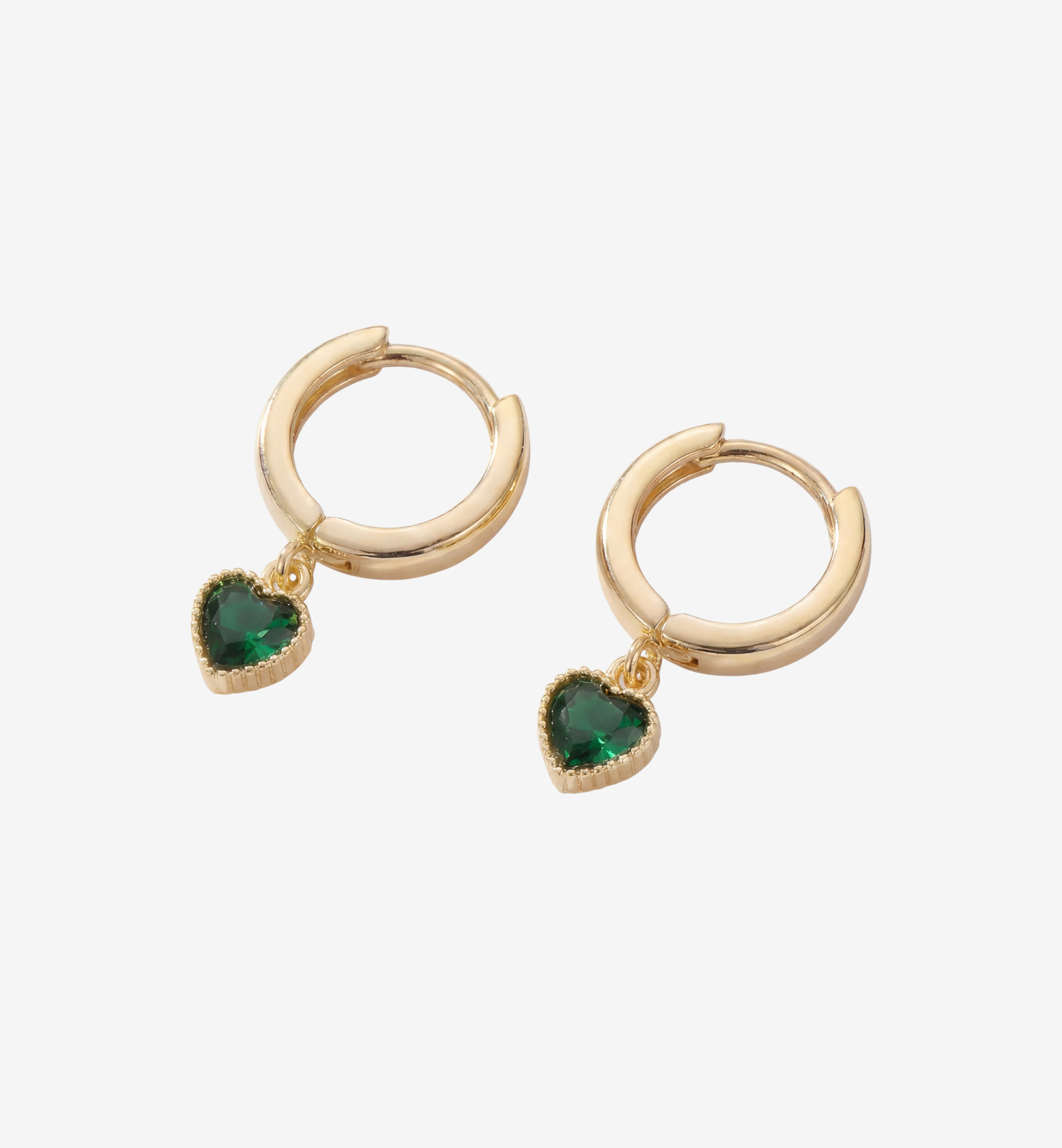 Kokoro Green Heart Hoop Earrings