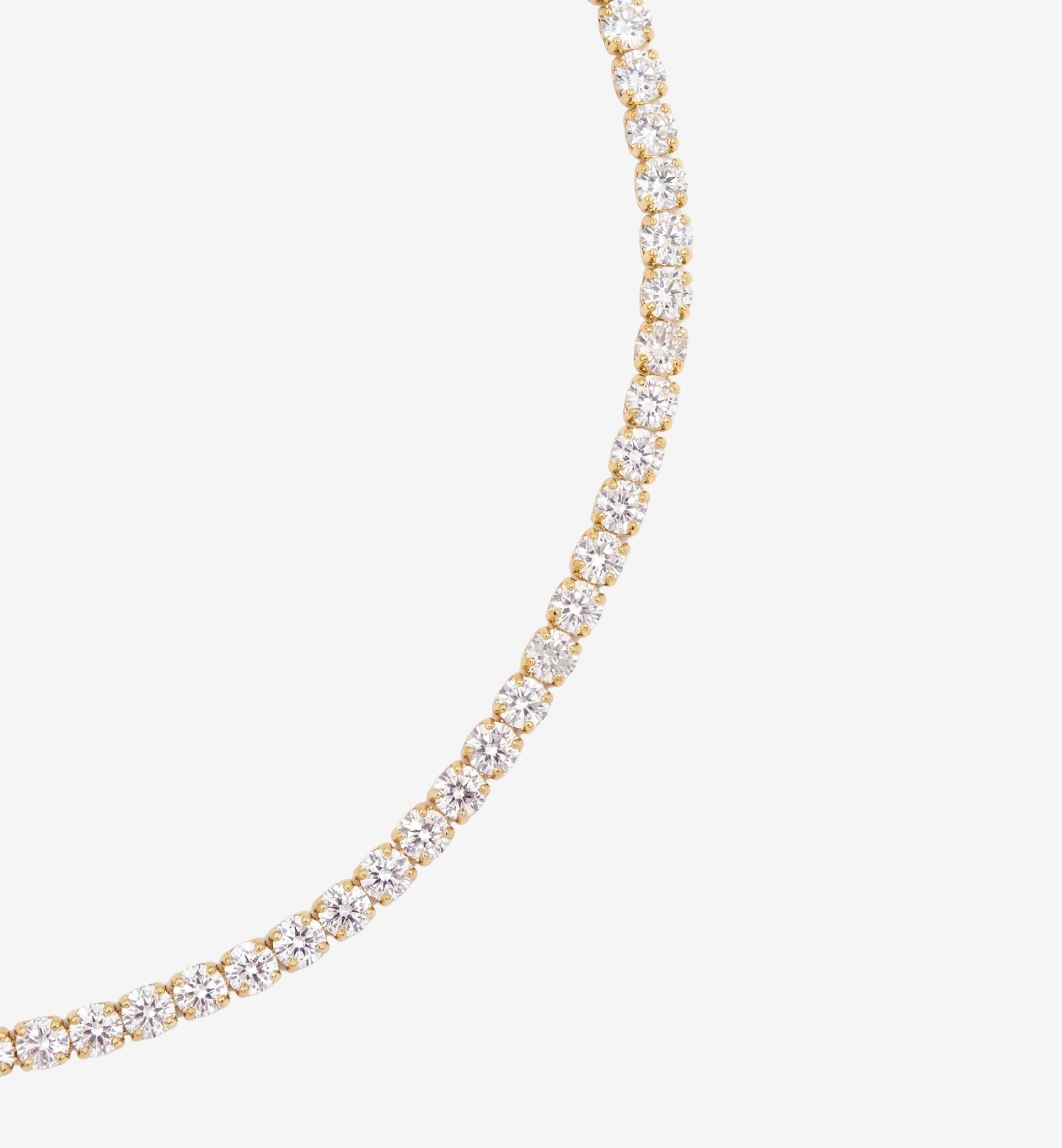 close up of Shikaku Gold Stone Tennis Necklace