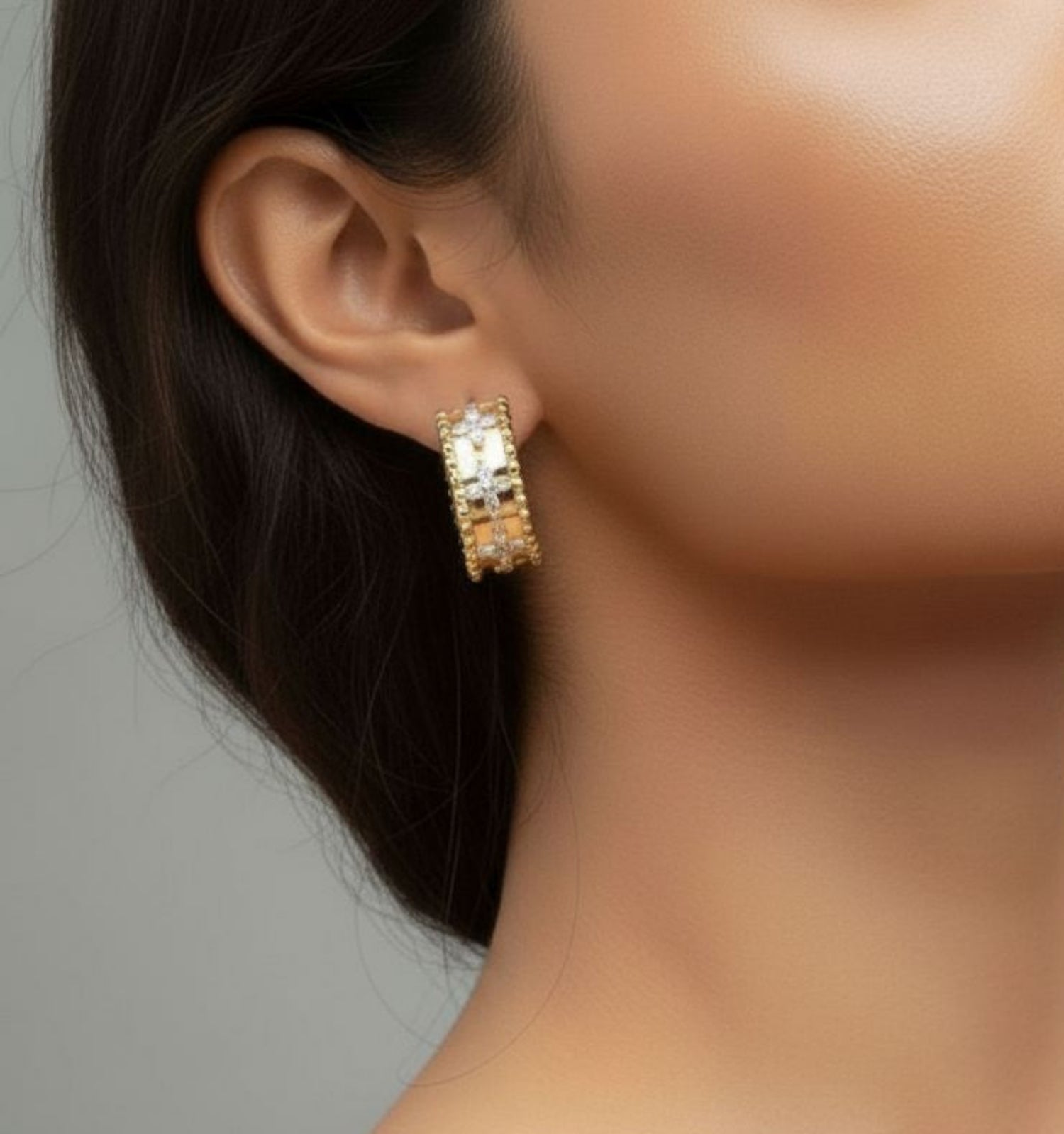 Kinmokusei Gold Bead Floral Earrings + Bangle