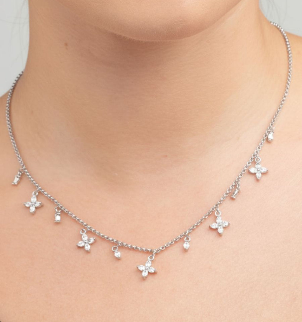 Kinmokusei Silver Floral Necklace + Earrings + Bangle