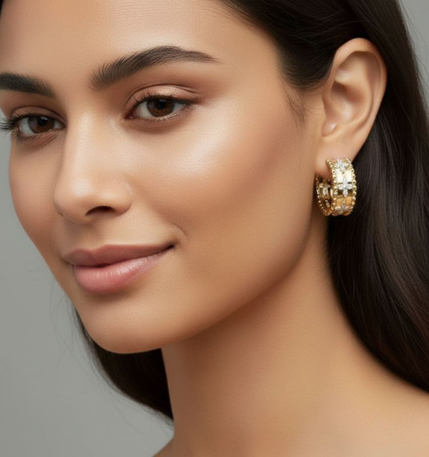 Kinmokusei Gold Bead Floral Earrings