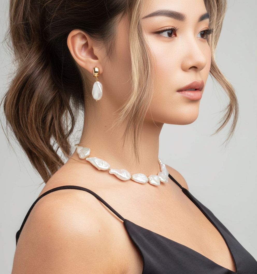 hinju_Gold_Baroque_Pearl_Earrings_and_baroque_pearl_necklace