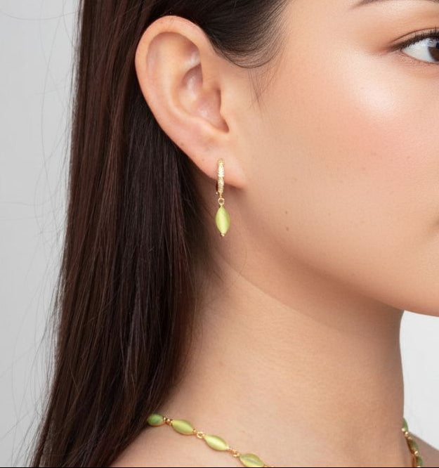 semi precious stone earring in green 