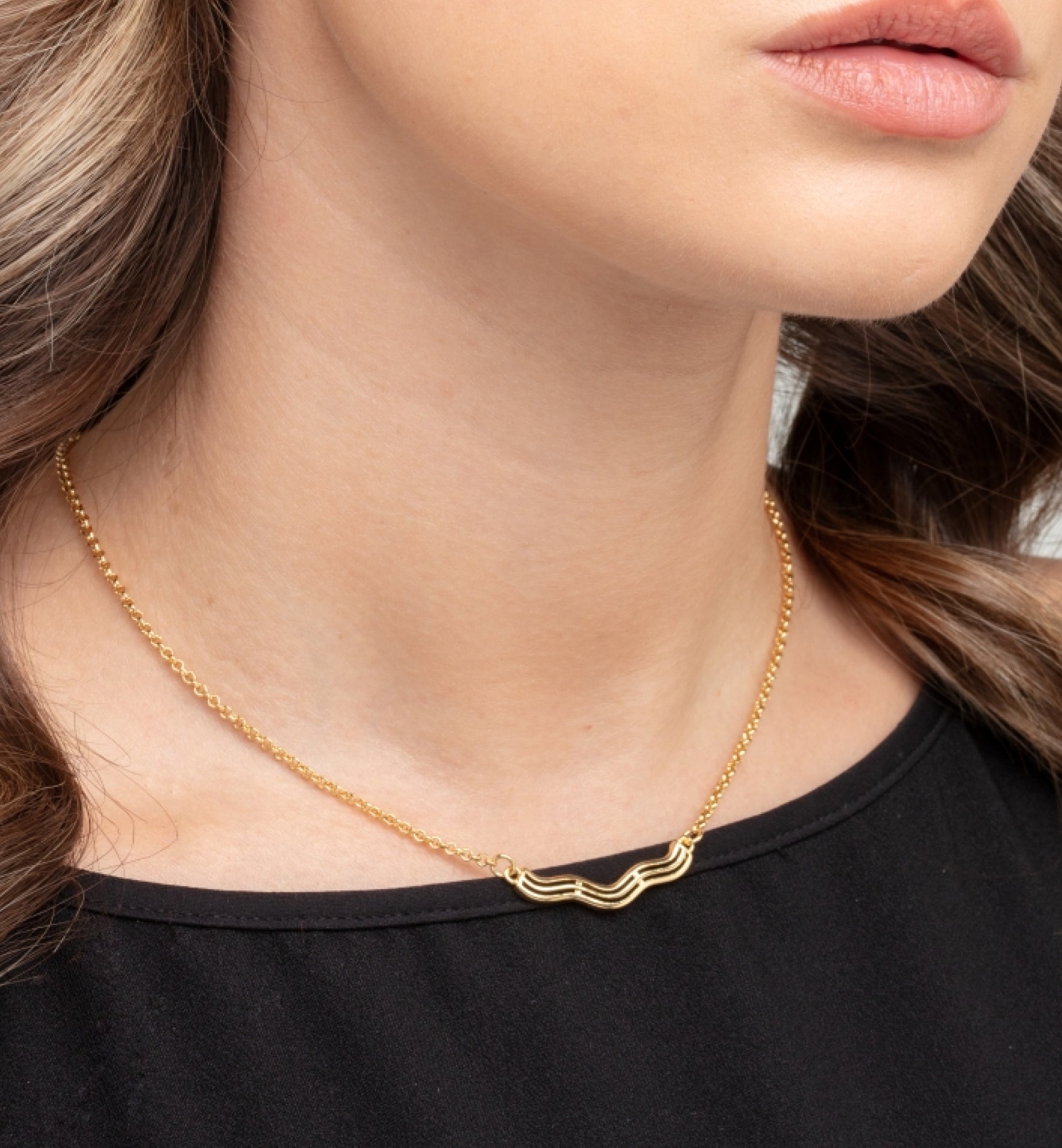Nami Gold Wave Necklace 18K Gold Plated  18K Gold Plated by Uchi & Soto Jewellery