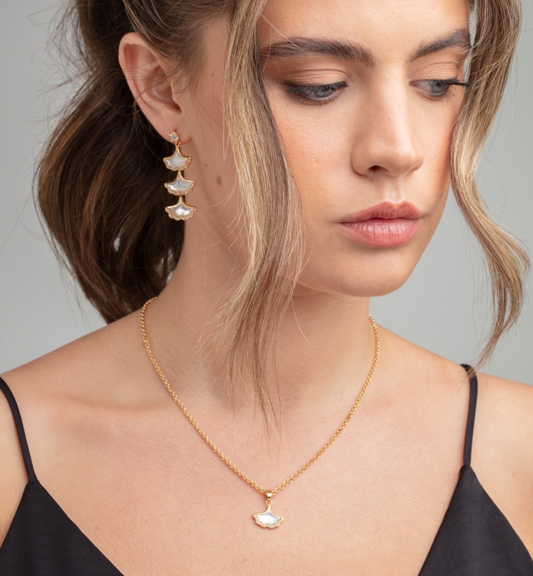 Gingko Gold Shell Earrings 18K Gold Plated  18K Gold Plated by Uchi & Soto Jewellery