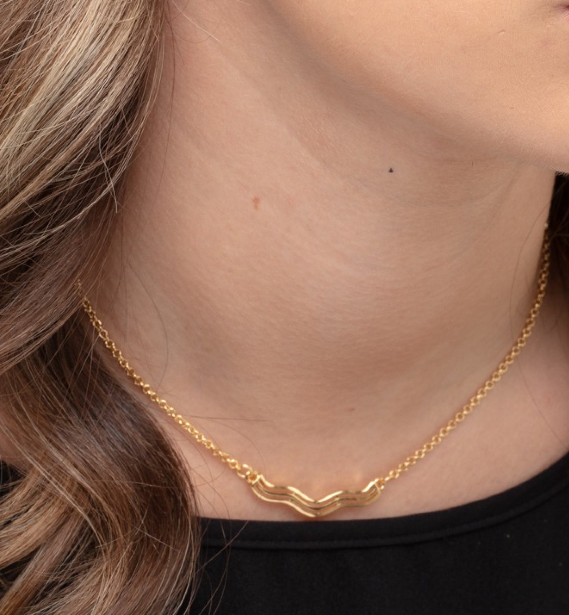Nami Gold Wave Necklace 18K Gold Plated  18K Gold Plated by Uchi & Soto Jewellery