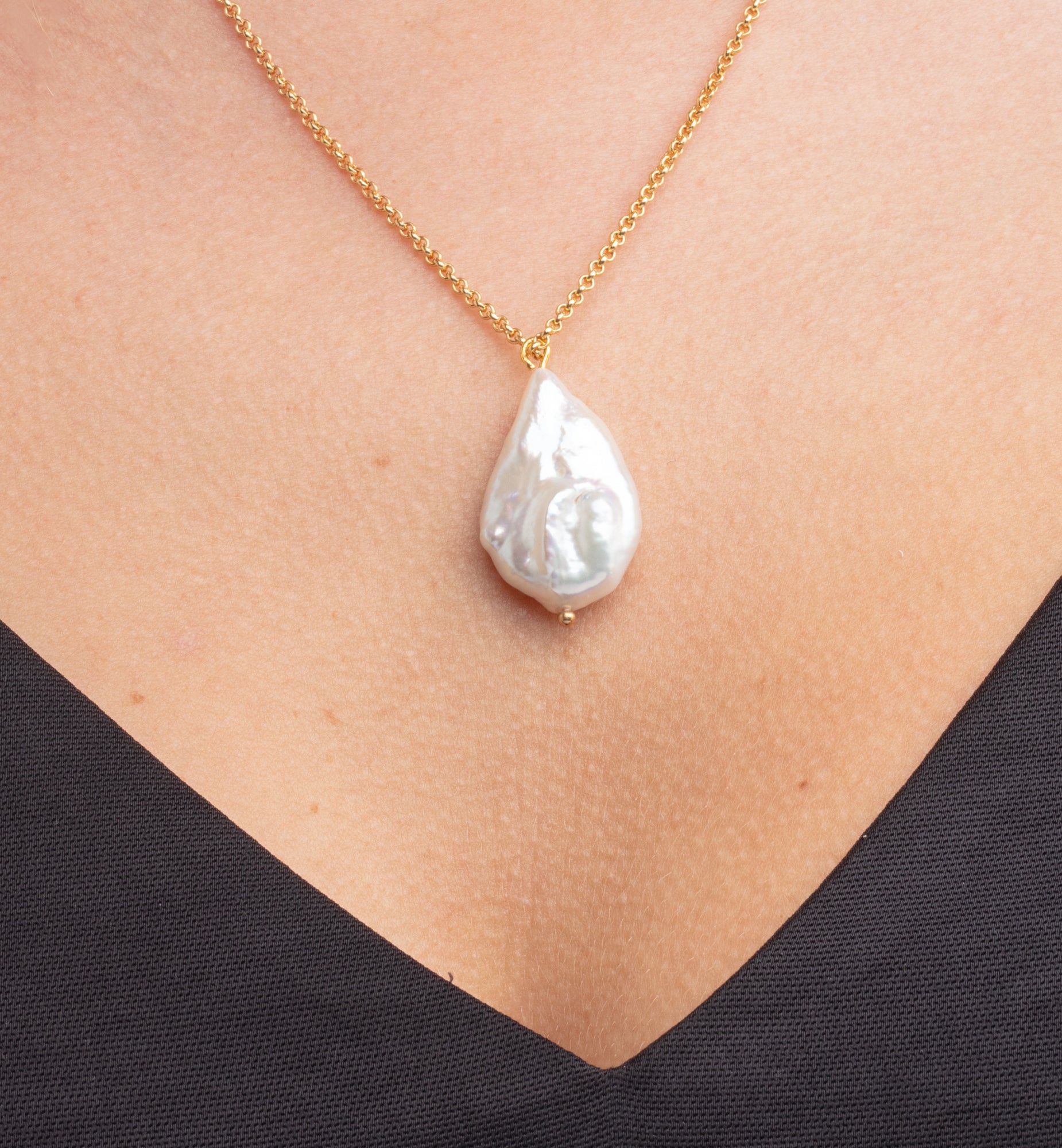 Shinju Gold Baroque Pearl Pendant 18K Gold Plated  18K Gold Plated by Uchi & Soto Jewellery