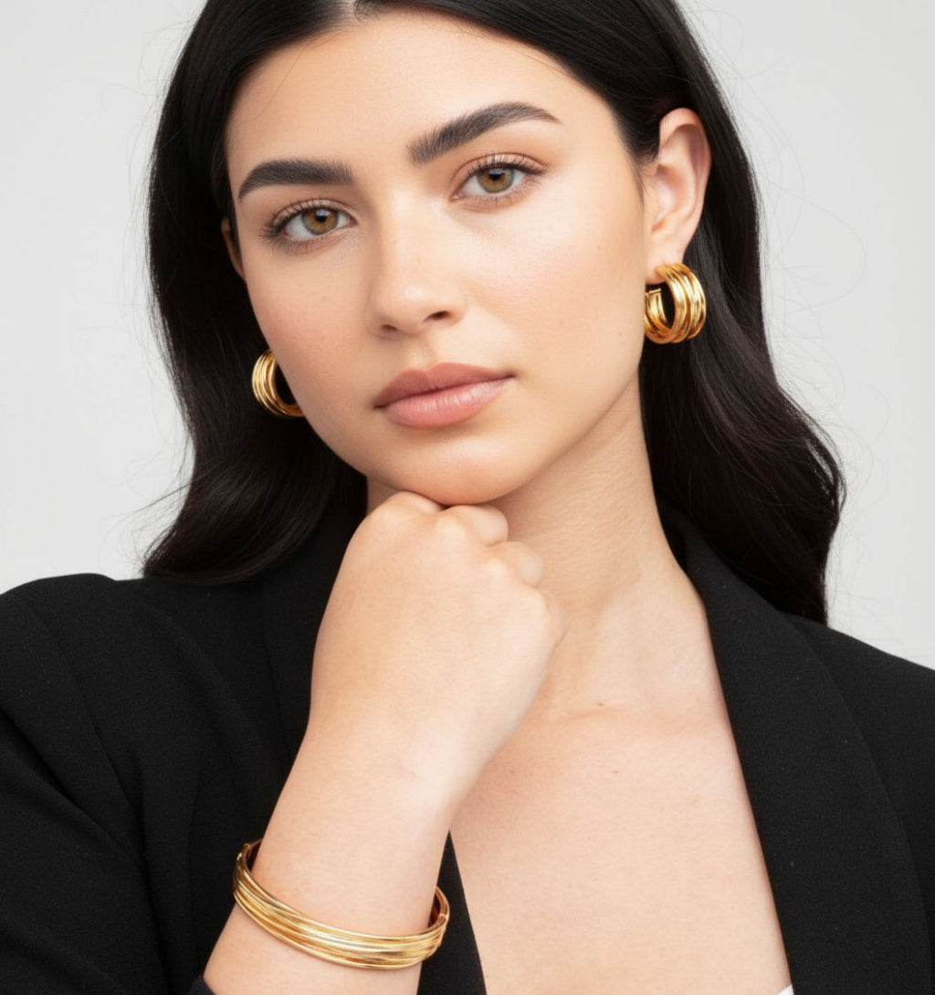 Nami Gold Twist Earrings + Bangle