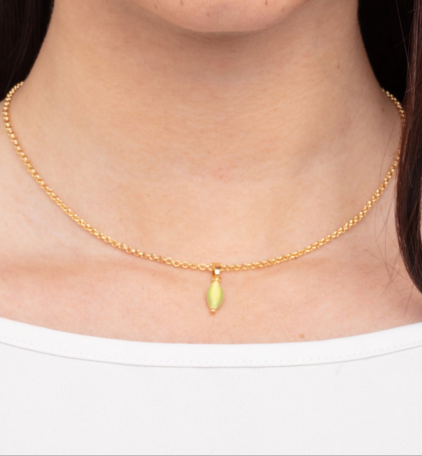 Nekomeishi Green Cats Eye Pendant 18K Gold Plated Semi Precious Stone  18K Gold Plated by Uchi & Soto Jewellery
